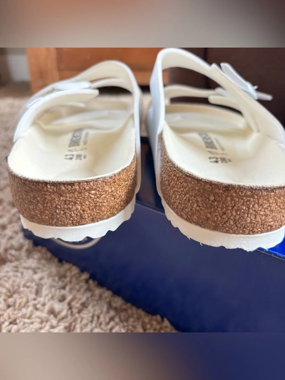Birkenstock Men’s Sz 10 EU 43 White Leather Arizona BS Sandals Regular Fit